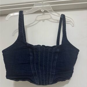 Banana Republic Dark Navy Blue Denim Crop Top